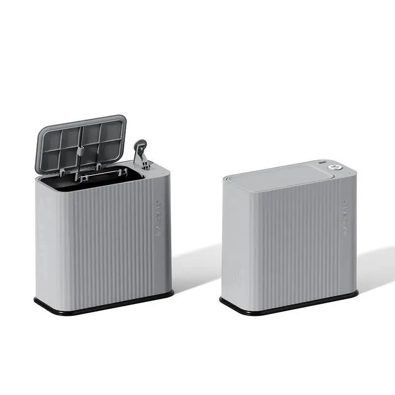 Press-Open Corner Waste Bin - Large Capacity Multi-Functional Trash Can, Space-Efficient, Home Décor Must-Have Peaceful Pleasures Health and Wellness Stripe Grey
