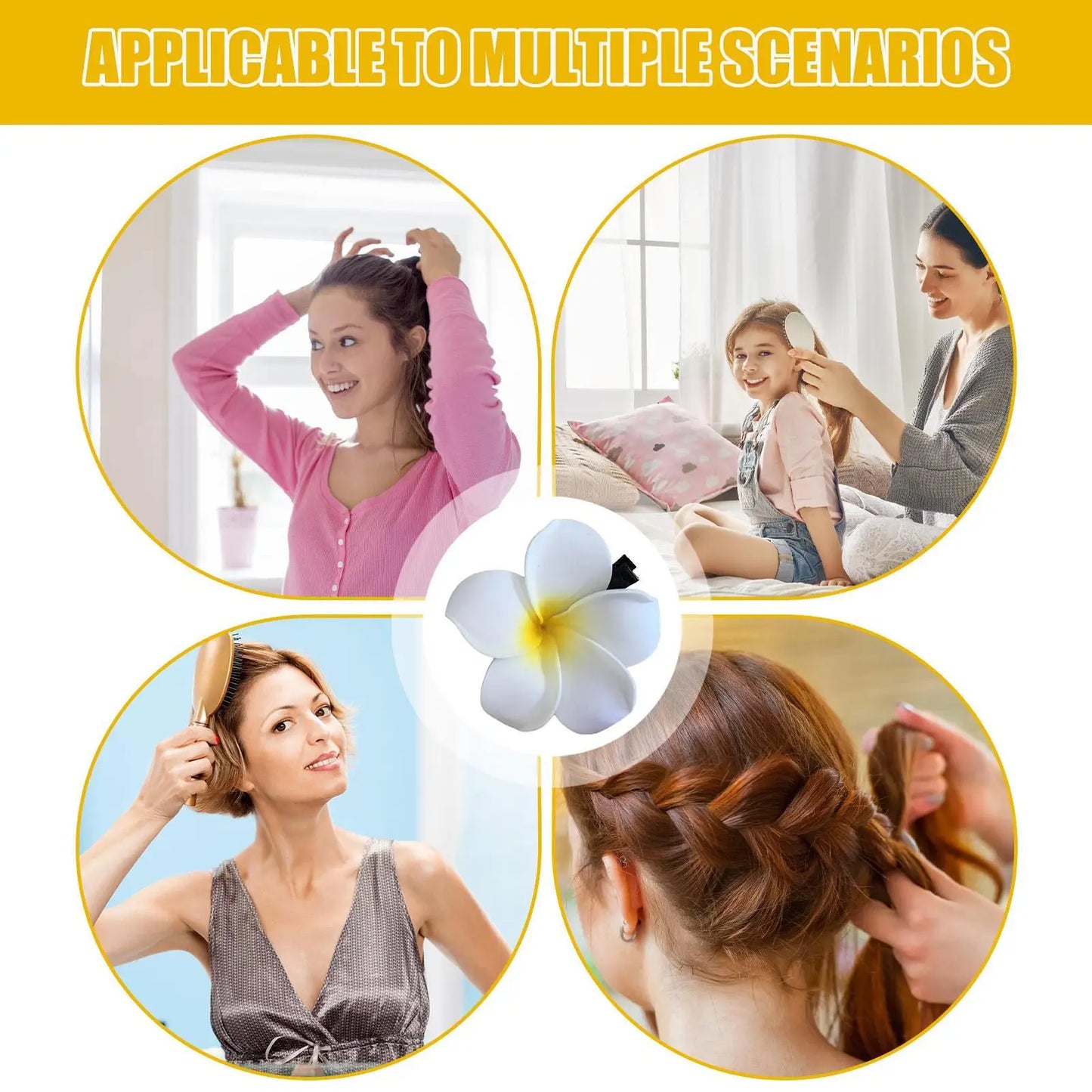 Plumeria Flower Hair Clips for Women – Floral Barrette Hairpin