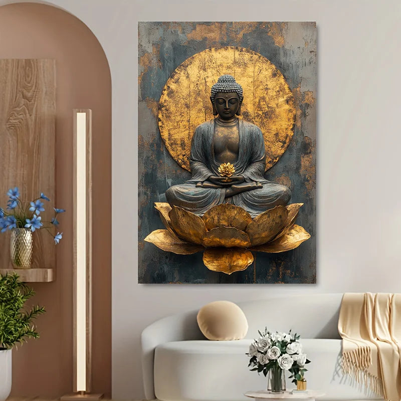One Piece of Frameless Abstract Buddha Wall Art Canvas Painting, for Decor Living Rooms and Bedrooms Modern Canvas Posters Peaceful Pleasures Health and Wellness