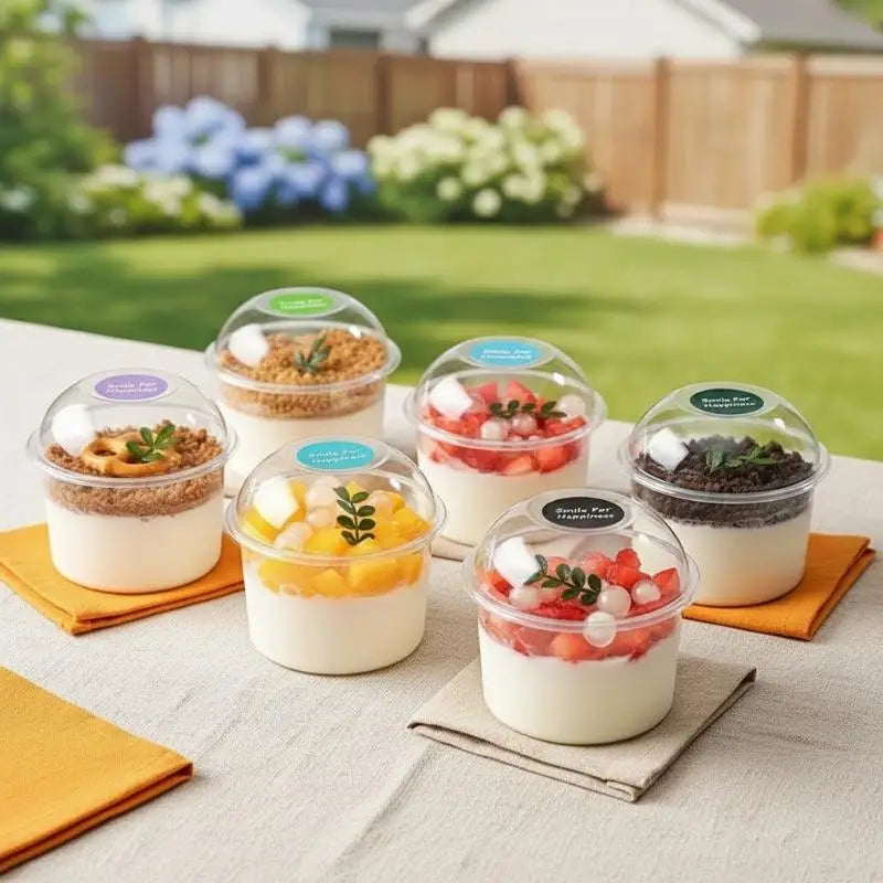 50-Pack 150ml Clear Disposable Dessert Cups with Lids