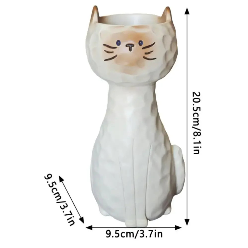1Pc Cartoon Standing Cat Flower Pot Resin Succulent Planter Creative Tabletop Ornament Home Living Room Desktop Plant Pot Decor Peaceful Pleasures Health and Wellness