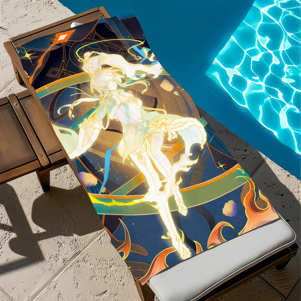 Genshin Impact Zibai Quick-Dry Beach Towel | Multi-Size Quick-Dry Beach Towel Peaceful Pleasures Health and Wellness