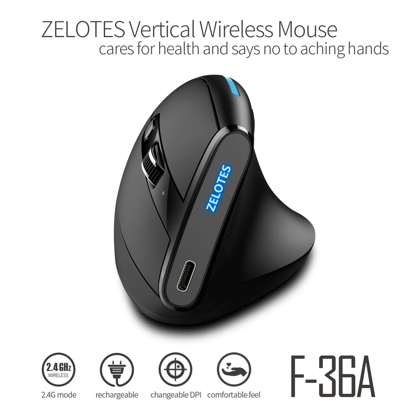 ZELOTES F-36A 2.4G Wireless Rechargeable Mouse | 6-Button 2400 DPI