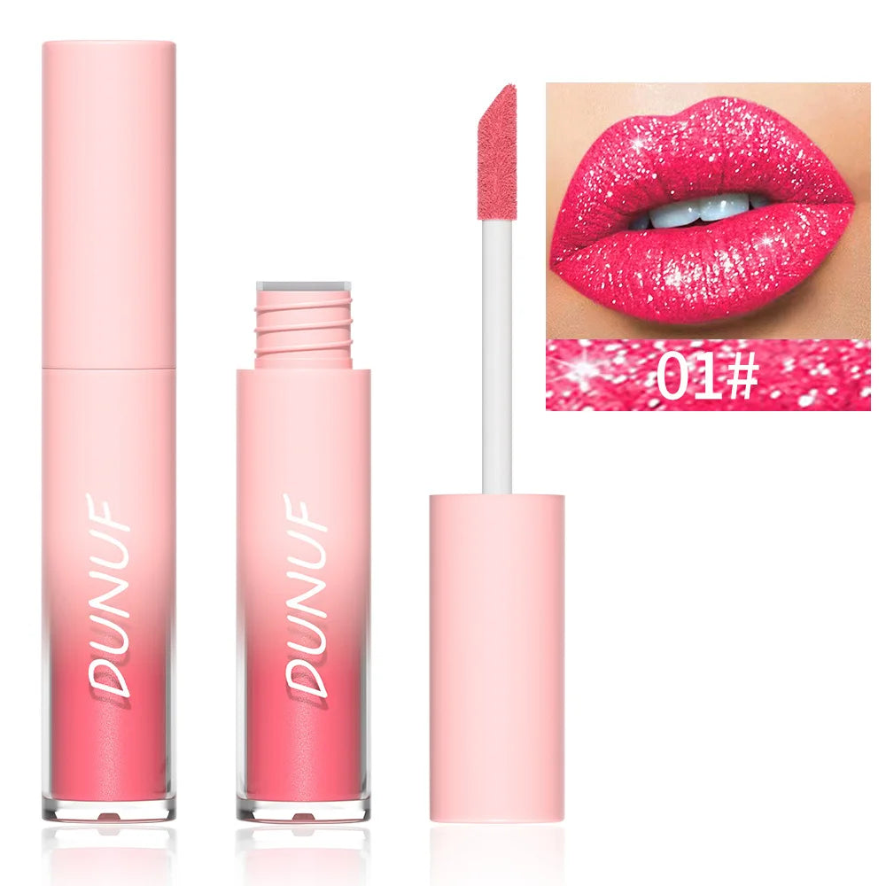 DUNUF Glitter Lip Gloss 18 Colors | Diamond Shimmer Liquid Lipstick