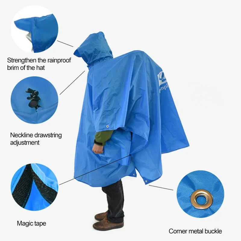 3-in-1 Waterproof Rain Poncho – Raincoat, Cover & Tent