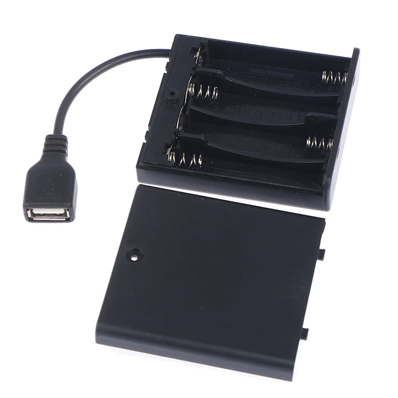 4*AA Battery Case Black 4 X AA USB Battery Box For 5V LED Strip Lights USB Mini Power Supply Suitable For Building Block Use Peaceful Pleasures Health and Wellness
