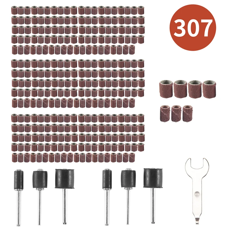 307-Pc Drum Sander Set – 300 Sanding Sleeves & 6 Mandrels