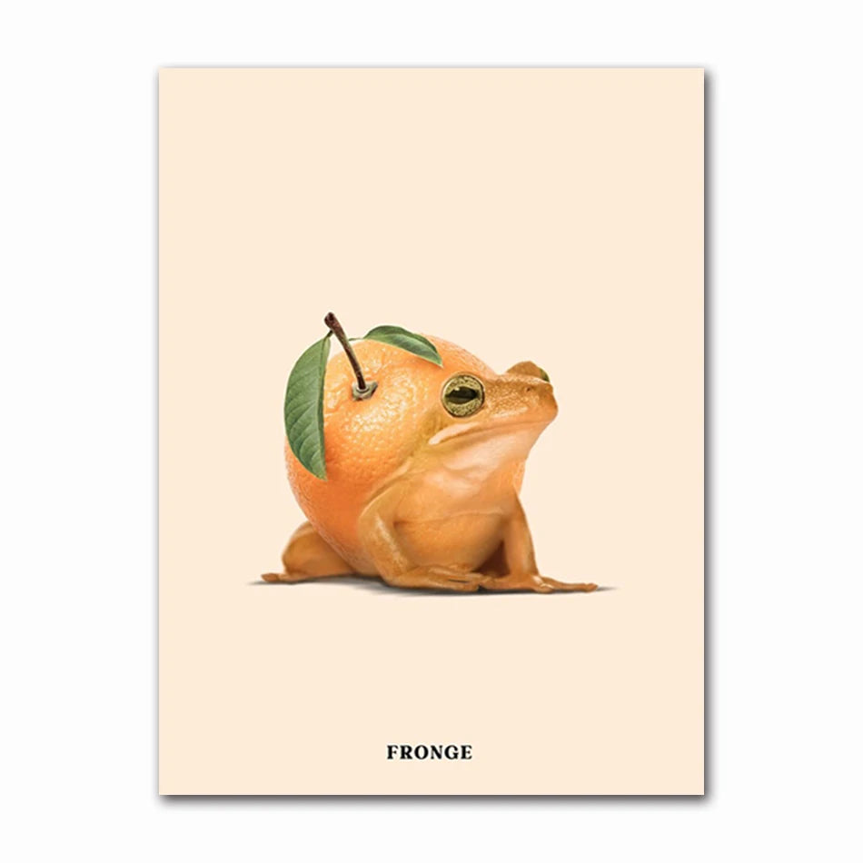 Funny Fruit Animal Canvas Wall Art | Kitchen & Living Room Decor