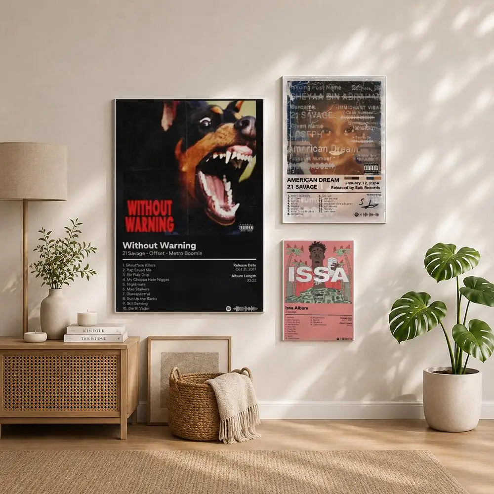 21 Savage HD Rapper Poster | Self-Adhesive Waterproof Wall Art Rapper Wall Poster Peaceful Pleasures Health and Wellness