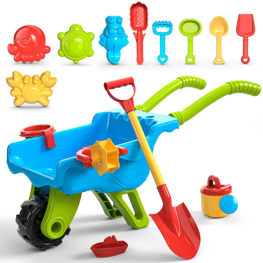 Kids Beach Sand Toy Set – Wheelbarrow, Water Wheel, Shovels & Molds Kids Sand Toy Set Peaceful Pleasures Health and Wellness