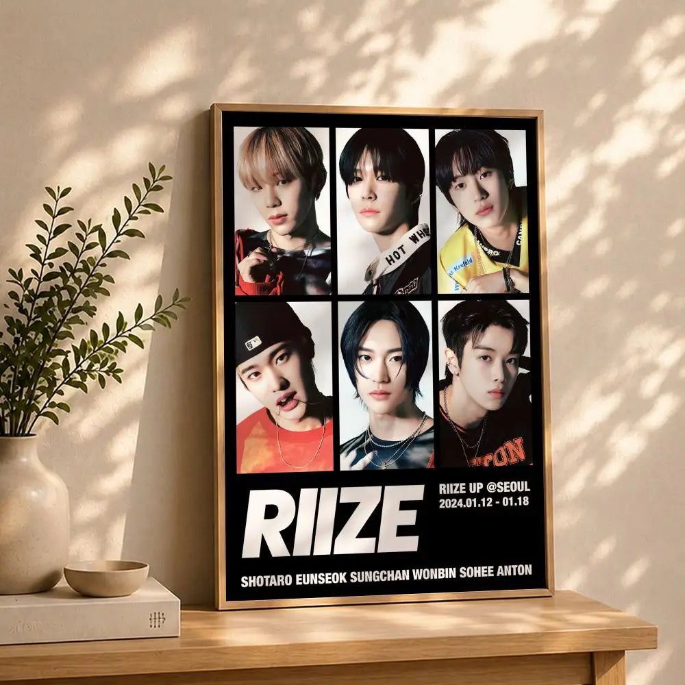 Kpop R-RIIZES Poster HD Self Adhesive Waterproof Wall Art Ideal for Home Office Dorm Bedroom Great Gift Peaceful Pleasures Health and Wellness White7 40X50cmNoframe