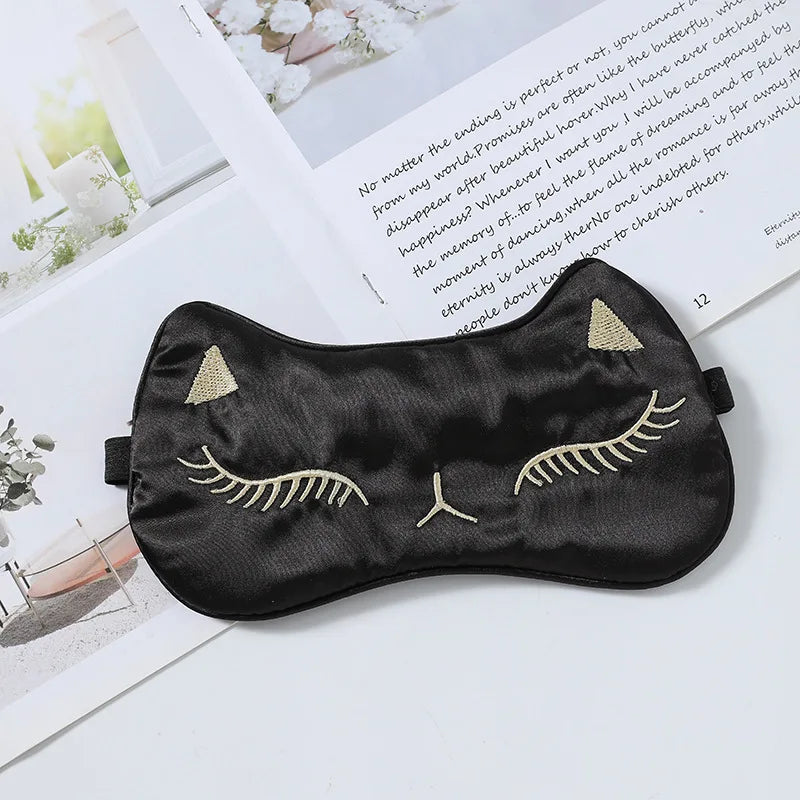 Fox Faux Silk Sleep Eye Mask – Breathable Blindfold for Travel