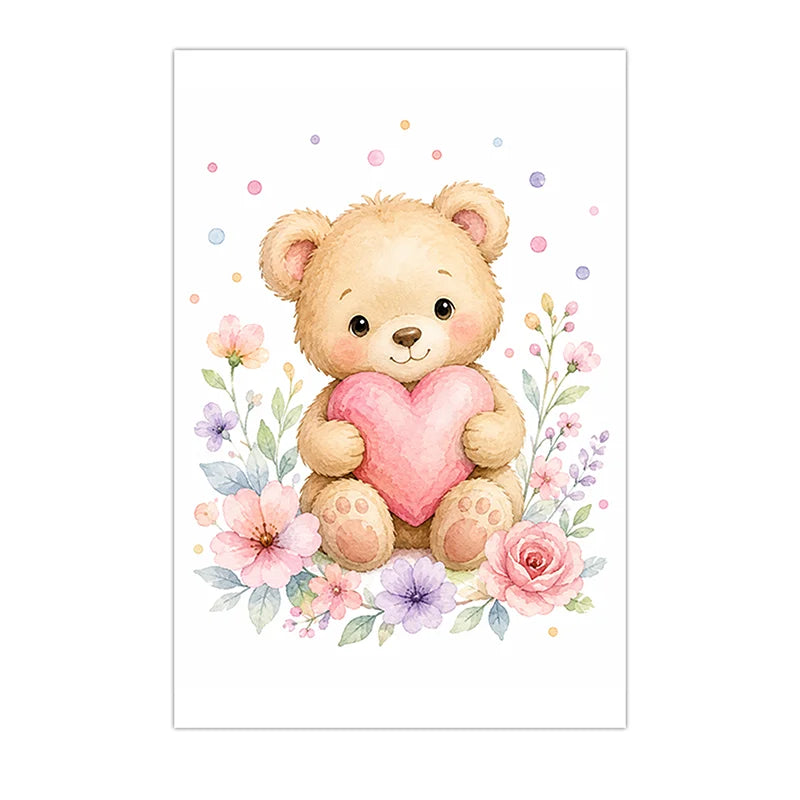 Nursery Animal Wall Art Canvas Painting Watercolor Cartoon Poster Baby Bedroom Home Decor Peaceful Pleasures Health and Wellness 02 40x50cm No Frame China Mainland