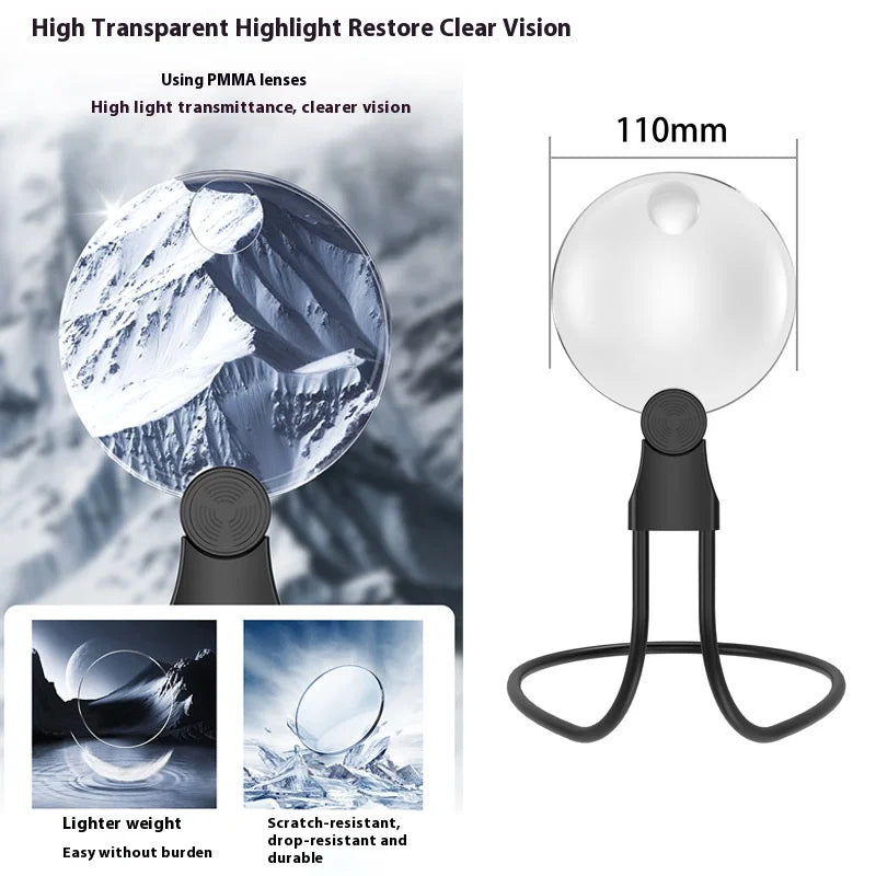 Round Frame 110Mm High-Quality Acrylic Magnifying Glass Hanging Neck for Hands-Free Reading Magnifier Peaceful Pleasures Health and Wellness