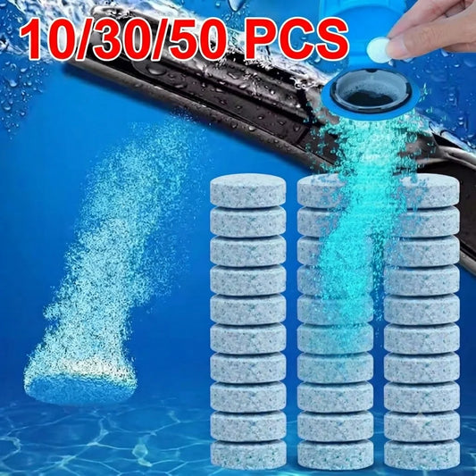 10/30/50pcs Solid Cleaner Car Windscreen Cleaner Effervescent Tablet Auto Wiper Glass Solid Cleaning Concentrated Tablets Deterg Peaceful Pleasures Health and Wellness