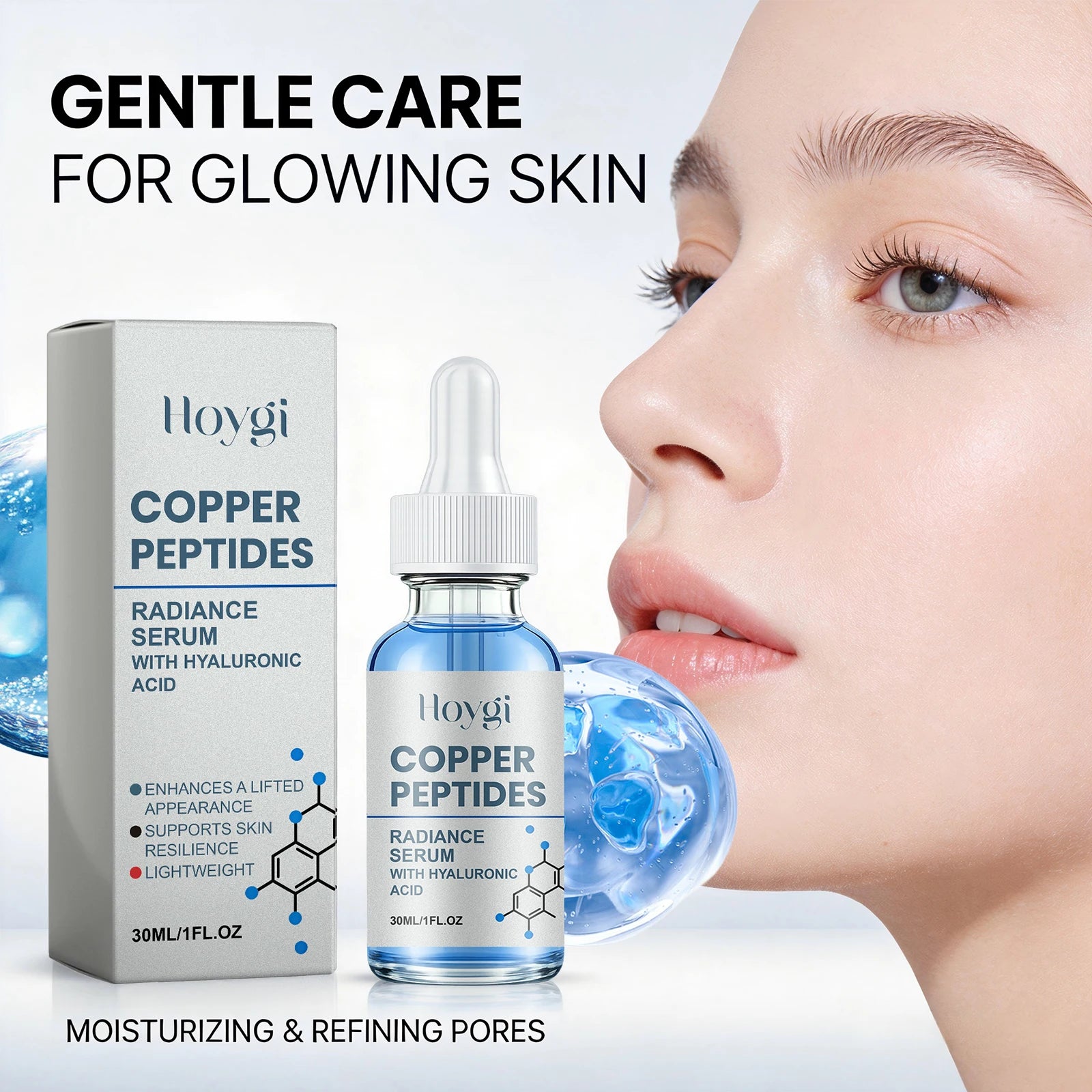 Copper Peptide Essence for Sensitive Dry Skin Moisturizing Brightening Firming Lifting Face Barrier Repair Renewing Face Serum Peaceful Pleasures Health and Wellness