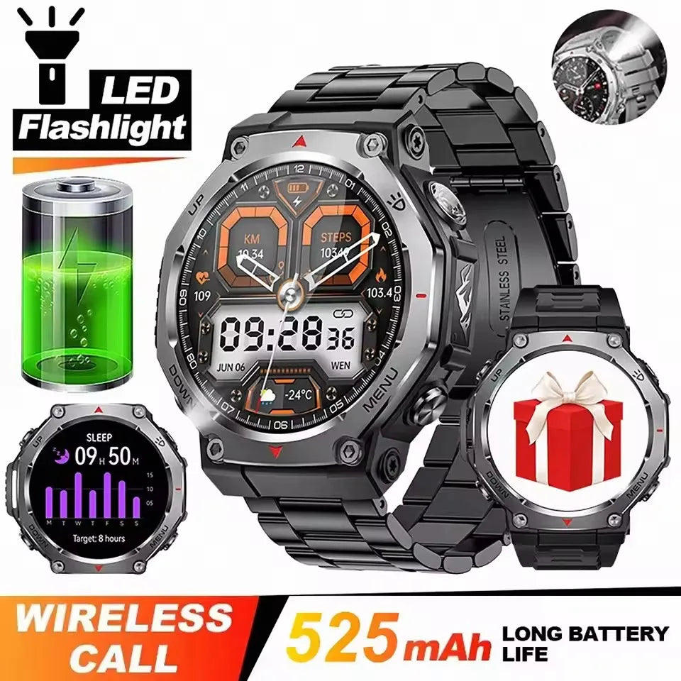 Professional 50 Meters Swimming SmartWatch BT Call Amoled Screen Flashlight Ai Voice Assistant Women Smart Watch Men15 Day Usage Peaceful Pleasures Health and Wellness Bk22Szstrap 50 Meters Waterproof