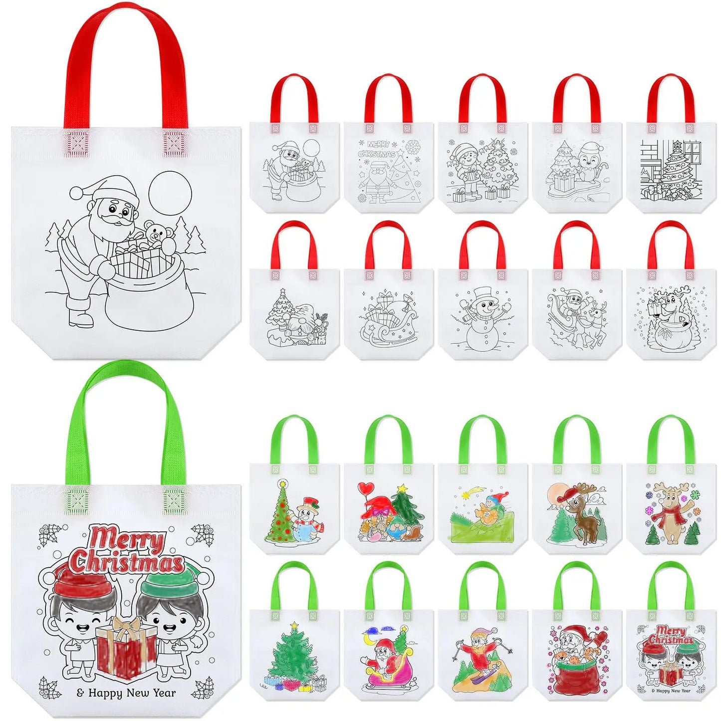 5-Pack DIY Coloring Party Favor Bags | Kids Christmas & Birthday
