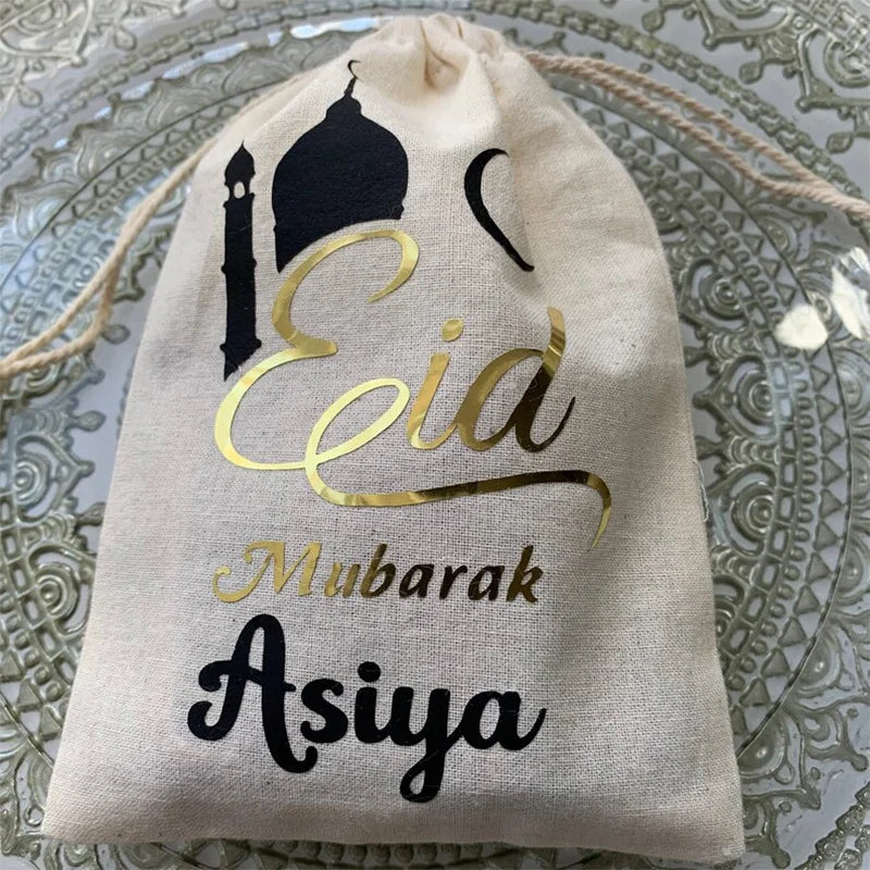 Personalized Eid Mubarak Gift Bag | Candy Money Card Holder Holiday Gift Bag Peaceful Pleasures Health and Wellness