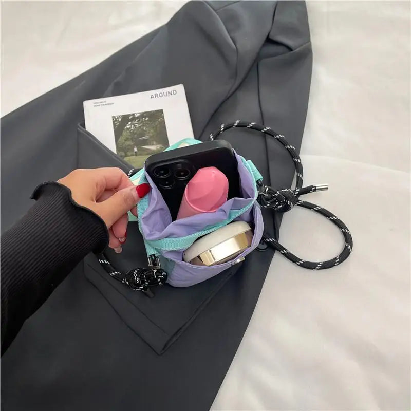 Y2K Mini Crossbody Bag | Color Block Nylon Phone Purse
