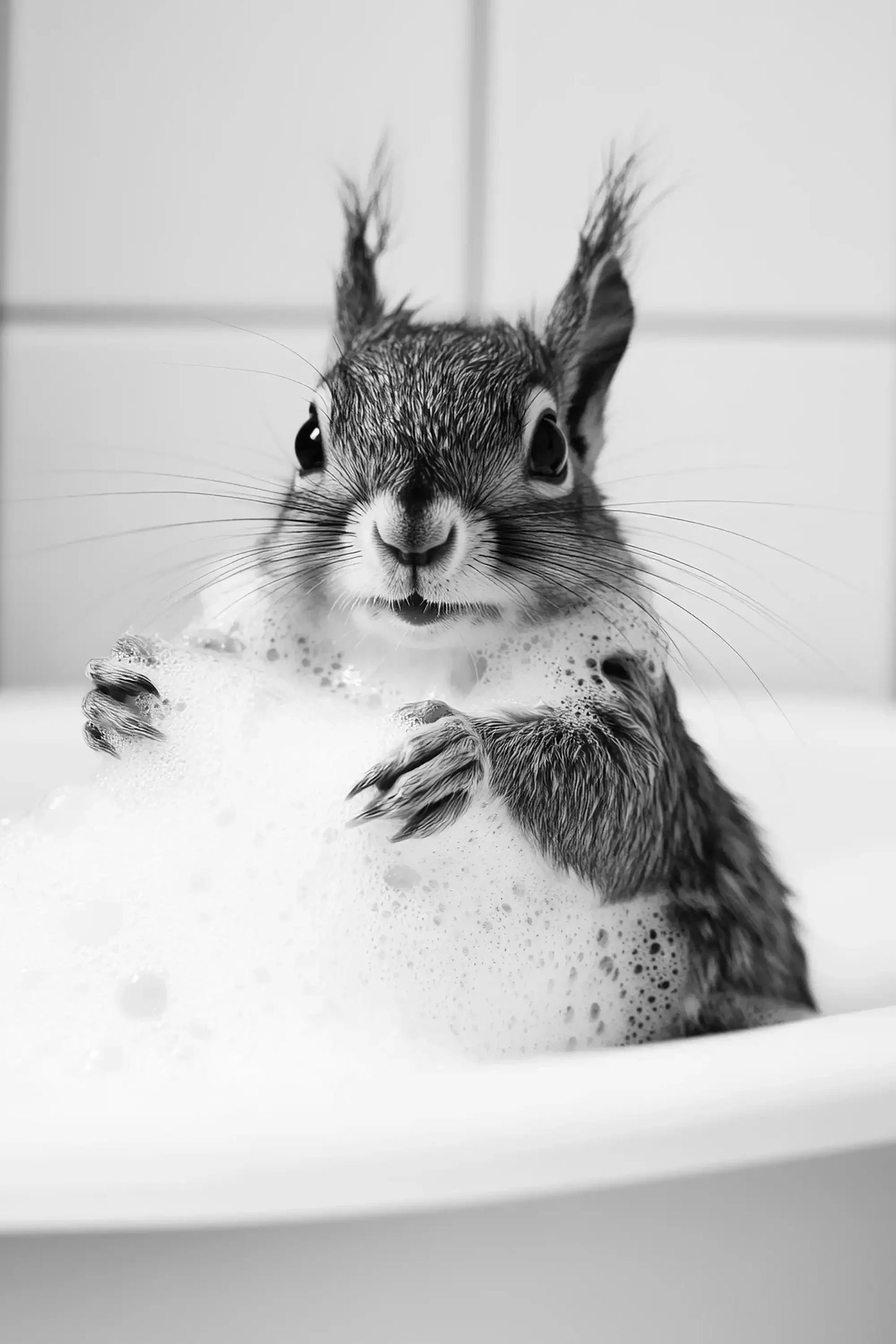 Black & White Cute Animal Toilet Paper Canvas Wall Art Poster