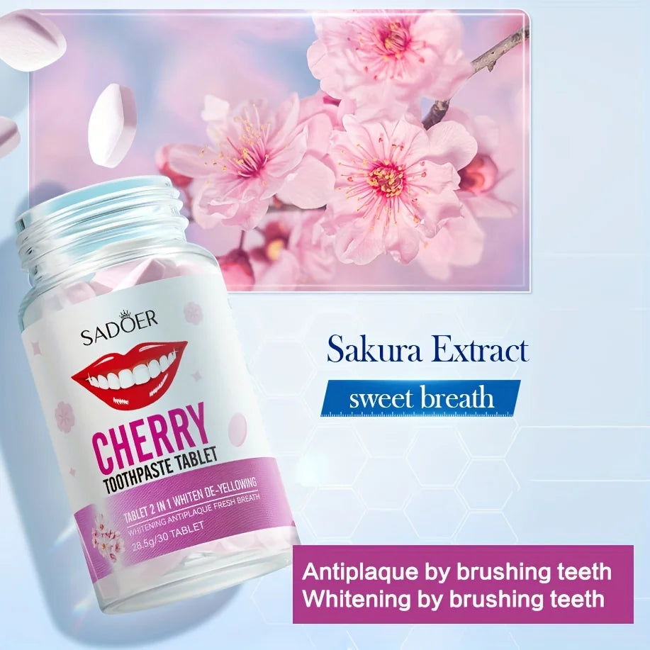 Sakura Flavored Solid Toothpaste Tablets, Deeply Cleaning Teeth, Chewable Toothpaste Tablet, Fresh Breath, Basic Oral Care 28.5g Peaceful Pleasures Health and Wellness