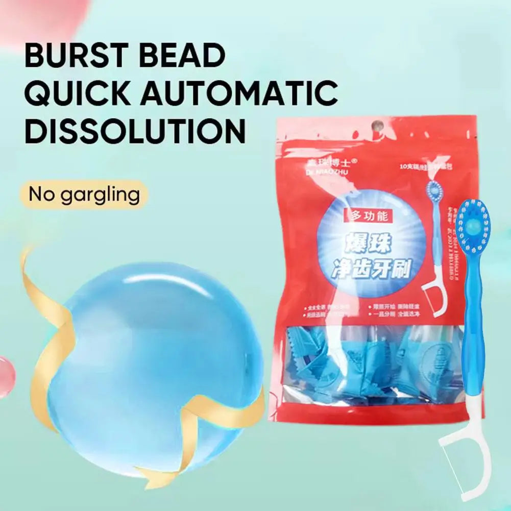 10Pcs Disposable Burst Bead Toothbrush Travel Set Peaceful Pleasures Health and Wellness