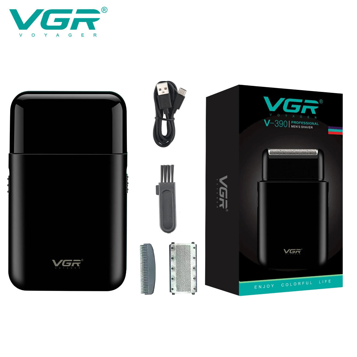VGR V-390 mini single blade cordless beard trimmer razor rechargeable foil electric face body shaver for men Convenient razor Peaceful Pleasures Health and Wellness black blade