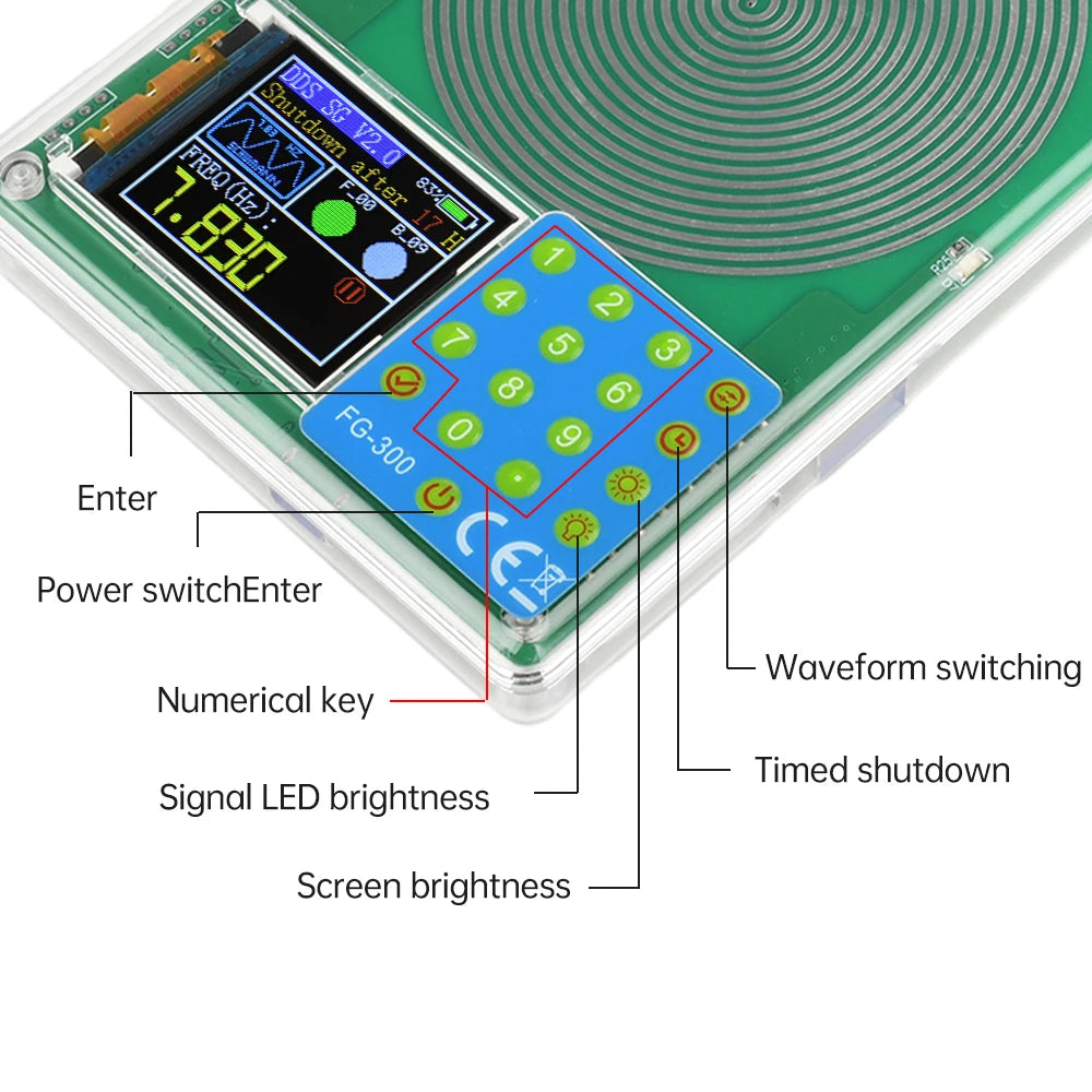 FG300 DDS Schumann Wave Generator 0.001Hz-200KHz Module Sine Square Triangle Sawtooth USB Type C 5V Signal Generator Peaceful Pleasures Health and Wellness