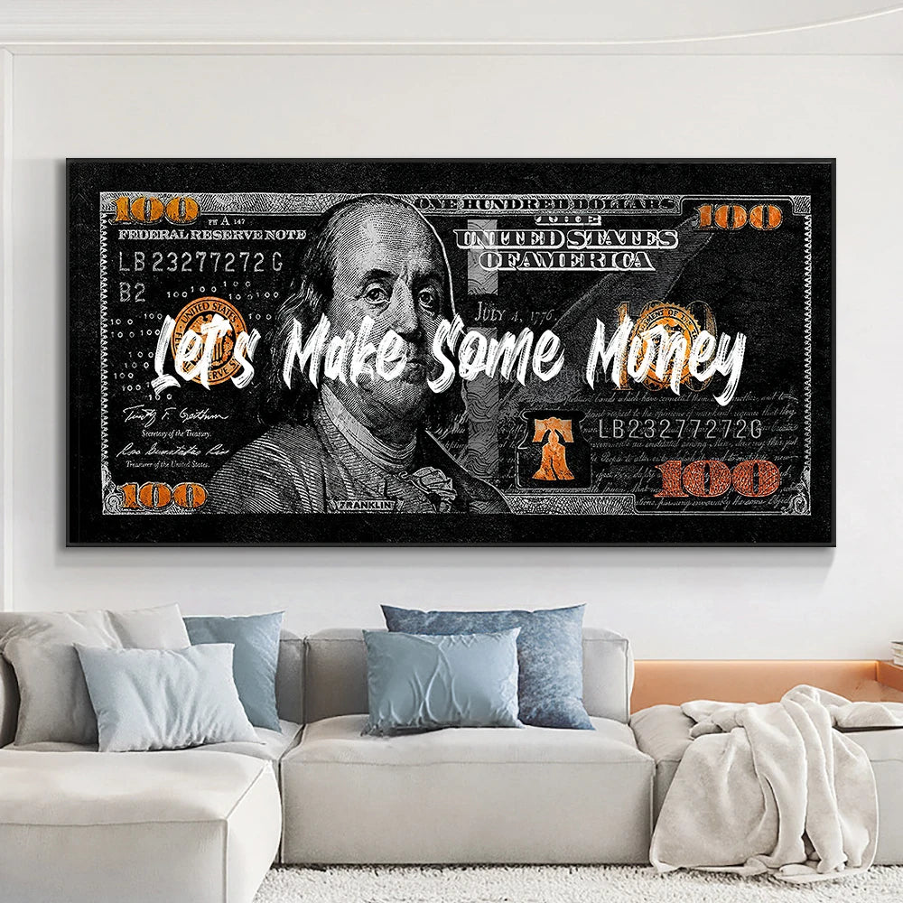 Modern Pop Hundred Dollar Posters and Prints Inspirational Dollar Bill Pop Wall arts Canvas Painting for Living Room No Frame Peaceful Pleasures Health and Wellness