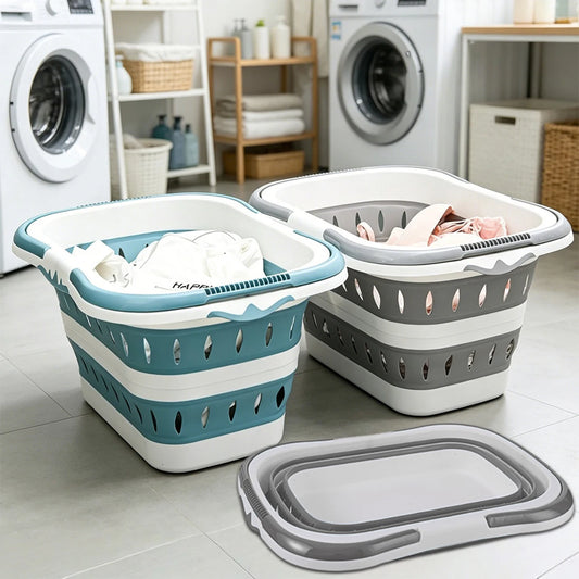 Foldable Collapsible Oval Laundry Basket | Portable Washing Tub Collapsible Laundry Basket Peaceful Pleasures Health and Wellness
