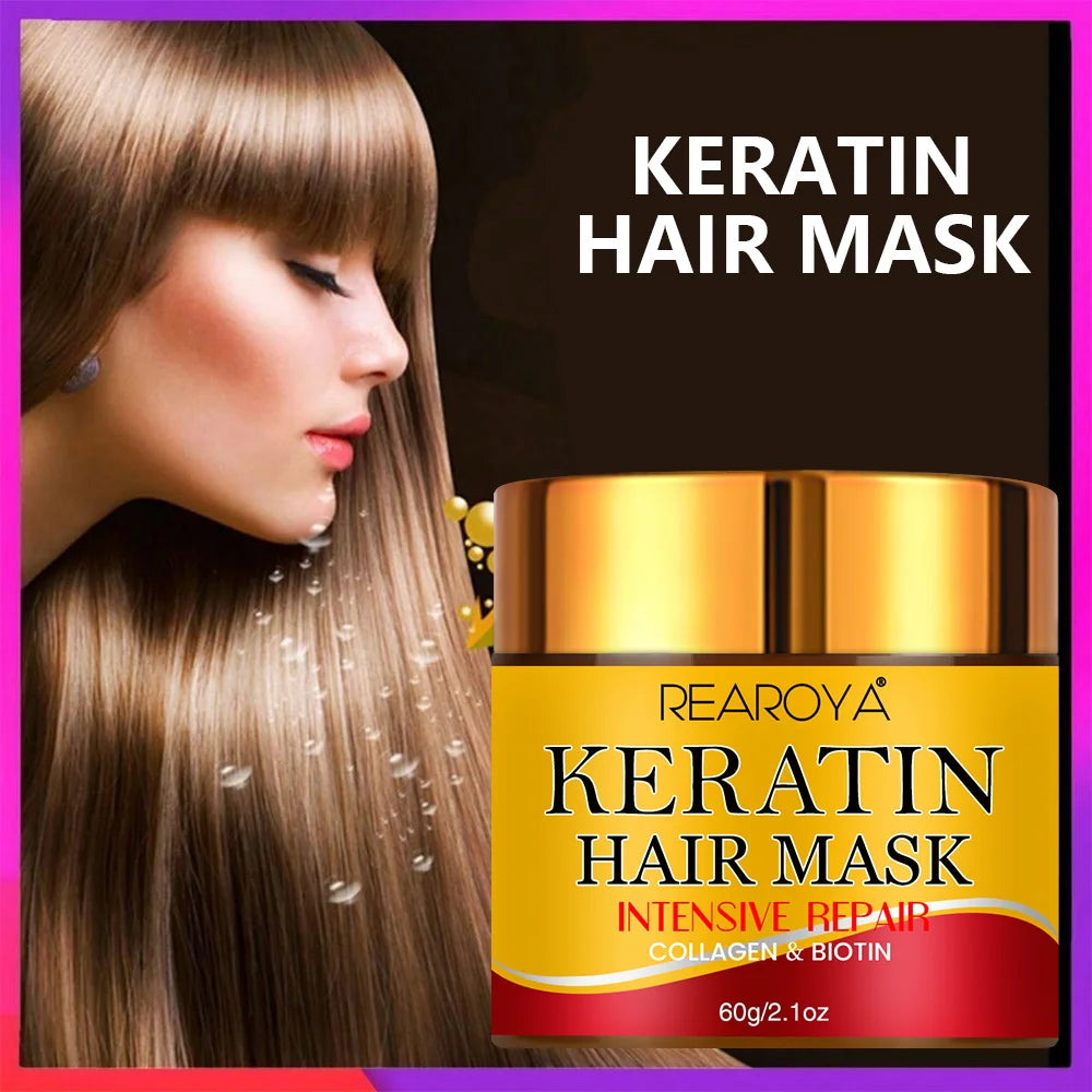 REAROYA Biotin Collagen Keratin Hair Mask – Dry Damaged Hair