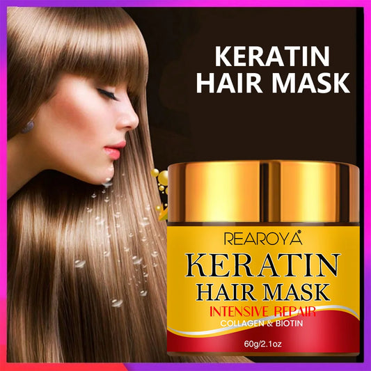 REAROYA Biotin Collagen Keratin Hair Mask – Dry Damaged Hair Hair Repair Mask Peaceful Pleasures Health and Wellness