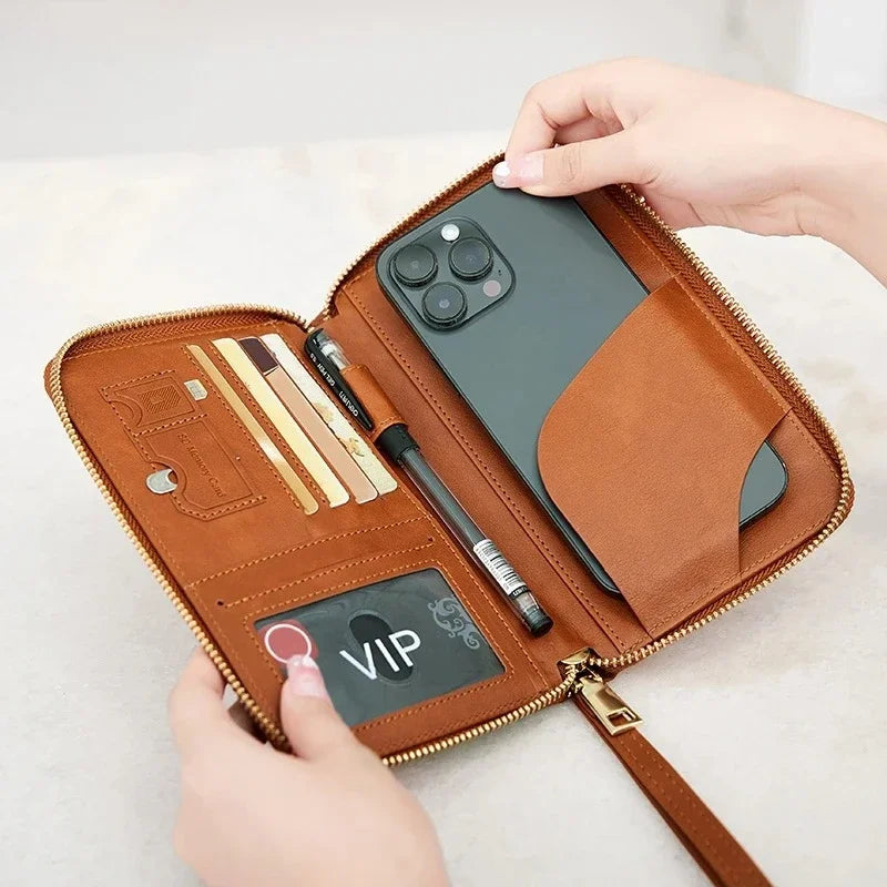 Travel Wallet Passport Holder with Wrist Strap & Card Organizer