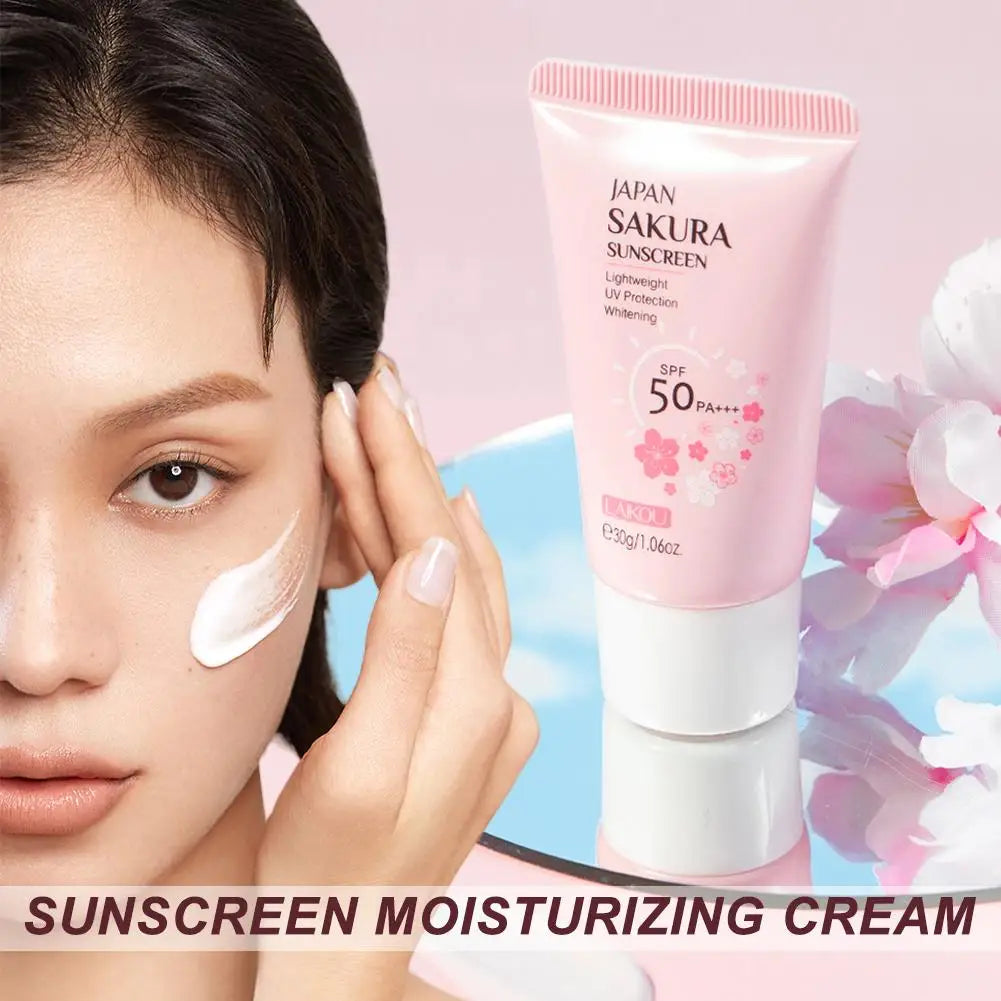 Sakura Sunscreen Cream SPF50 Moisturizing UV Protect Face Body Sunscreen Isolation Lotion Oil Control Reduce Melanin Skin Care Peaceful Pleasures Health and Wellness