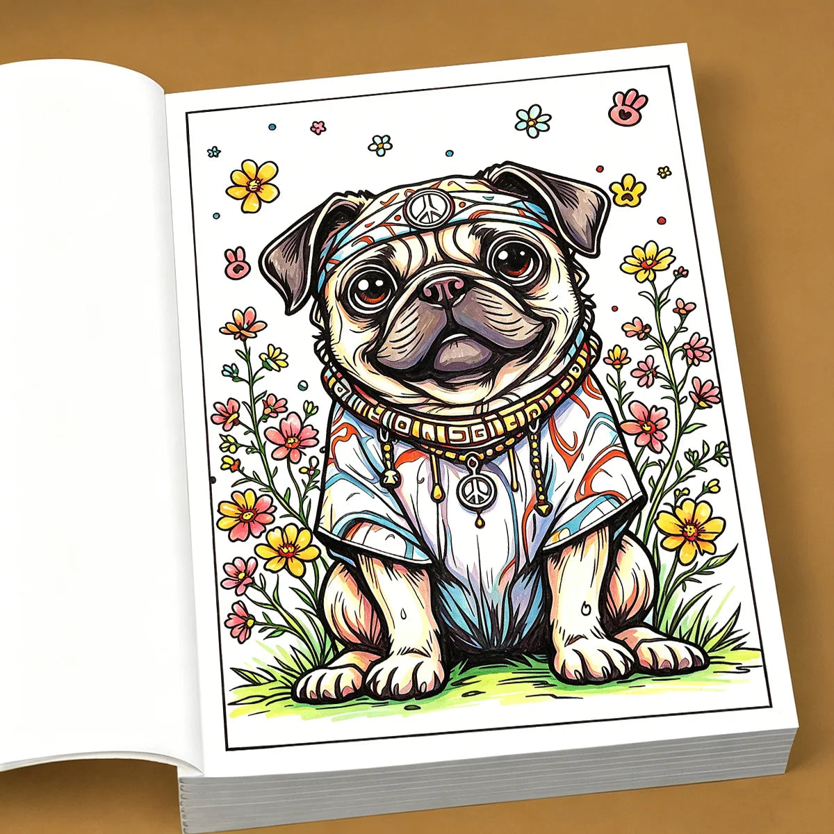 Adorable Pug Dog Coloring Book 28 Pages Cute Cartoon Illustrations