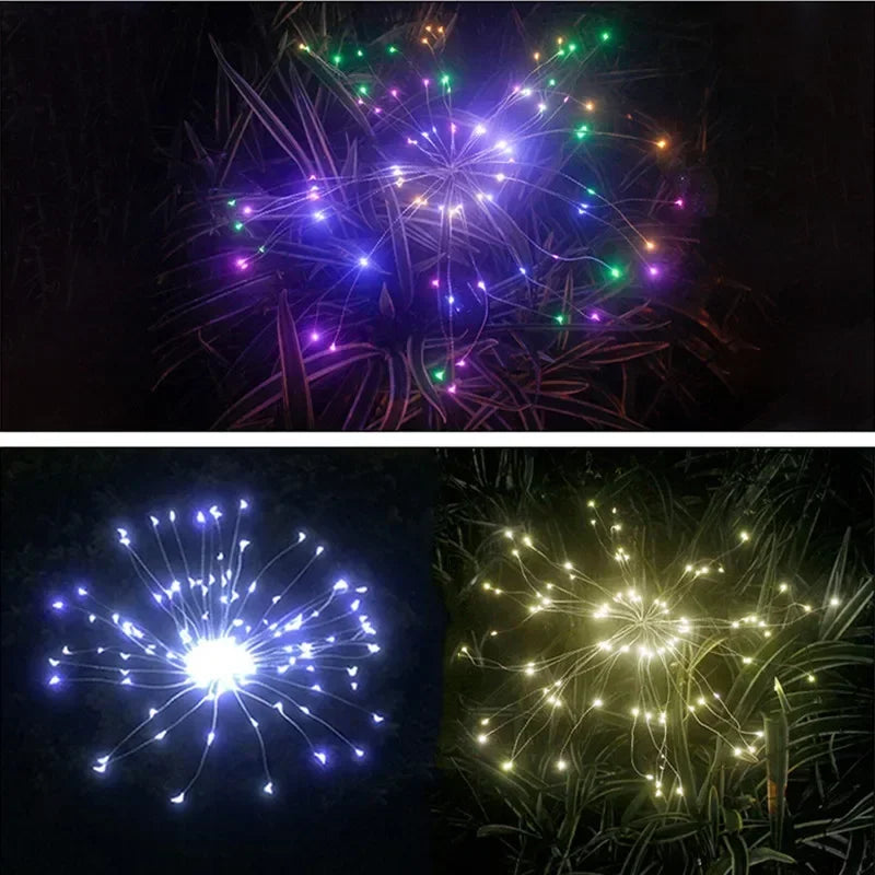 Solar LED Firework Fairy Lights | Outdoor Waterproof Garden Decor