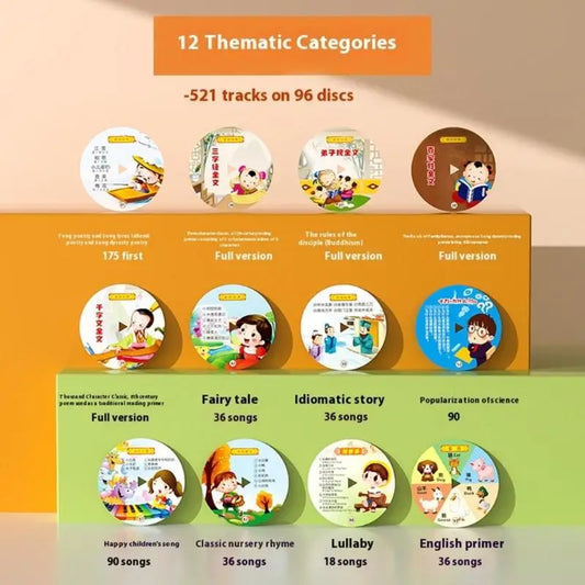 Interactive Phonograph Music Toy with 96 Learning Cards for Kids Educational Music Toy Peaceful Pleasures Health and Wellness
