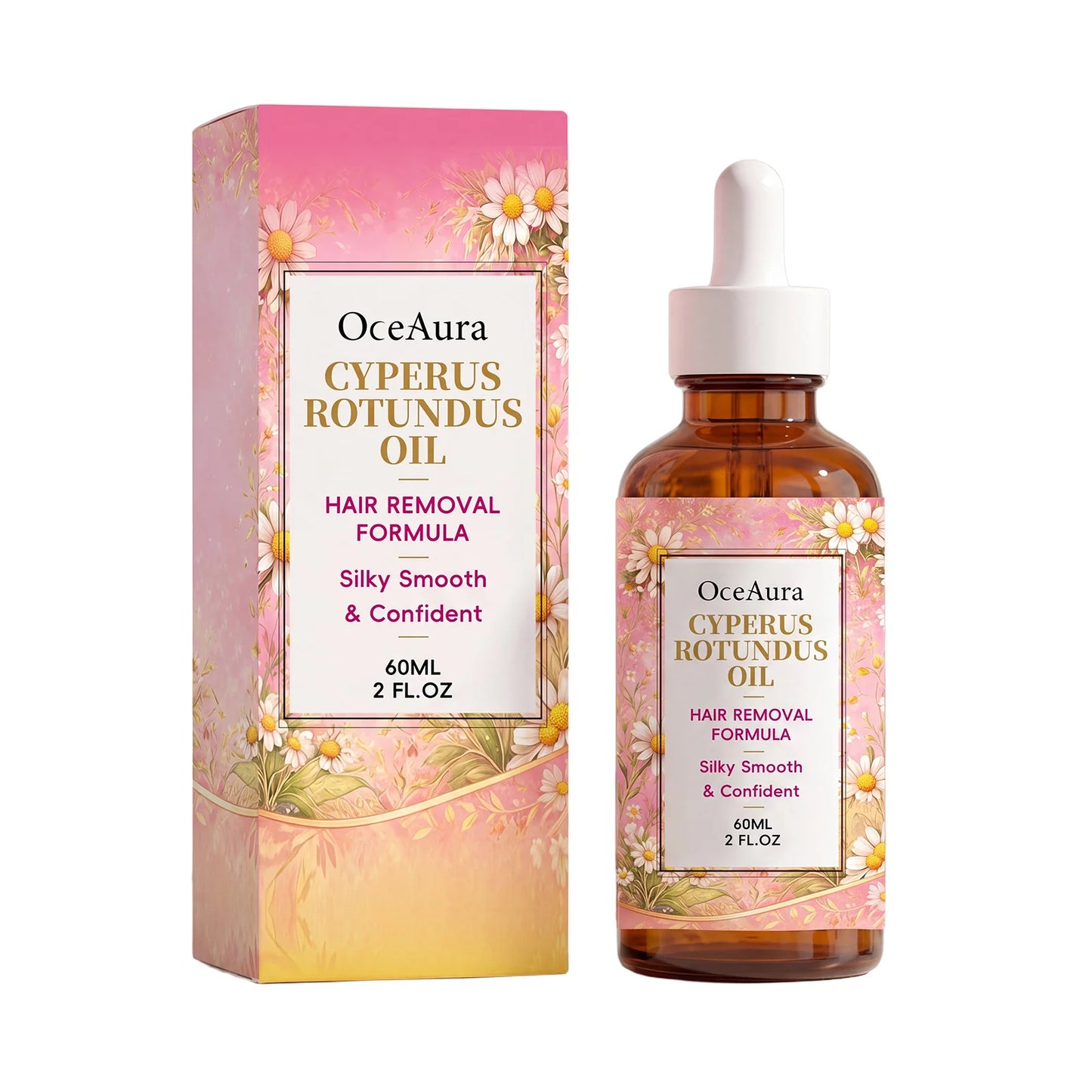 Cyperus Rotundus Hair Growth Inhibitor Oil – 60ml | OceAura Hair Inhibitor Oil Peaceful Pleasures Health and Wellness 60ml boxed