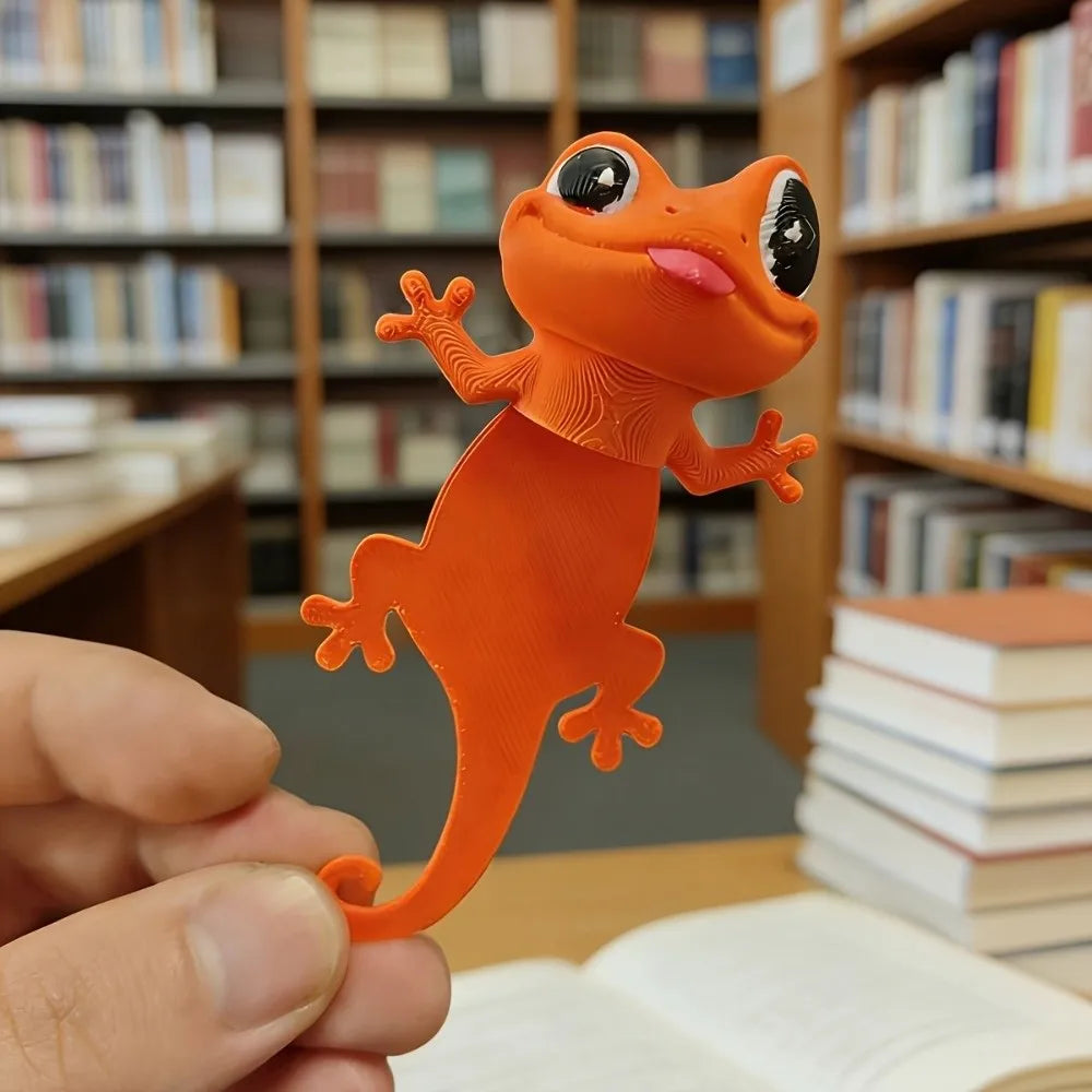 Stationery 3D Printed Gecko Bookmark Funny Multi-functional Big-Eyed Gecko Book Clip Quirky Cute Page Marker Office Peaceful Pleasures Health and Wellness