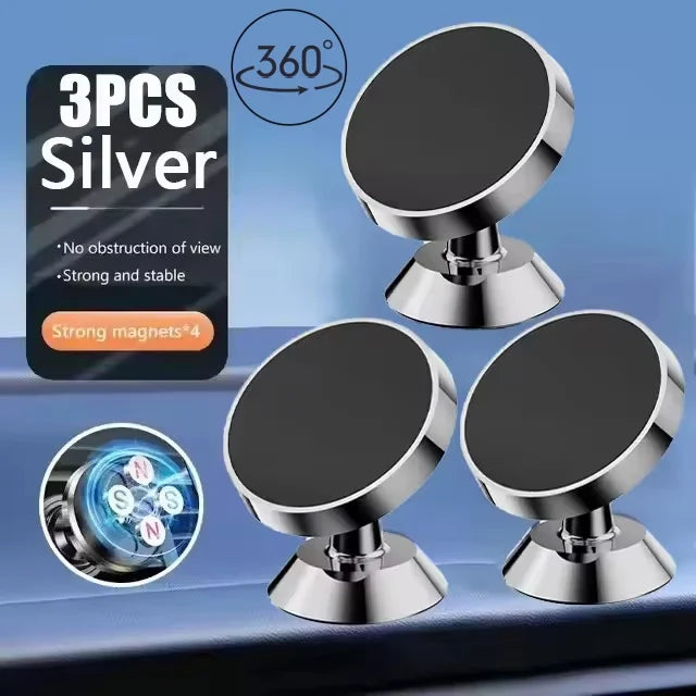 Magnetic Car Phone Holder Mobile Cell Phone Holder Stand Magnet Mount Bracket In Car For iPhone 13 12 Samsung Redmi Xiaomi Peaceful Pleasures Health and Wellness 3PCS Silver