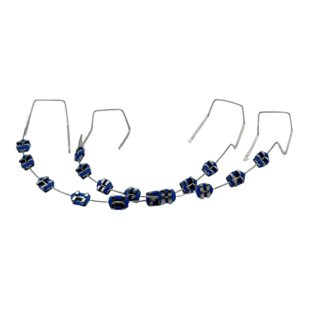 Temporary Tooth Decoration Dental Fake Braces Orthodontic Braces Dental Metal Bracket Practice Props for Dental Students Peaceful Pleasures Health and Wellness Dark Blue