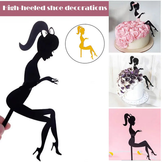 High Heels Lady Girl Acrylic Cake Topper Durable High Heels Lady Decor For Home Party Cake Decor Peaceful Pleasures Health and Wellness