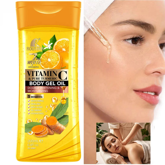 200ML VITAMIN C PURE TURMERIC Body OIL Moisturizing Essential Oil Body Oil Unisex Full Body Skincare Oil，Moisturizing Body Oil Peaceful Pleasures Health and Wellness