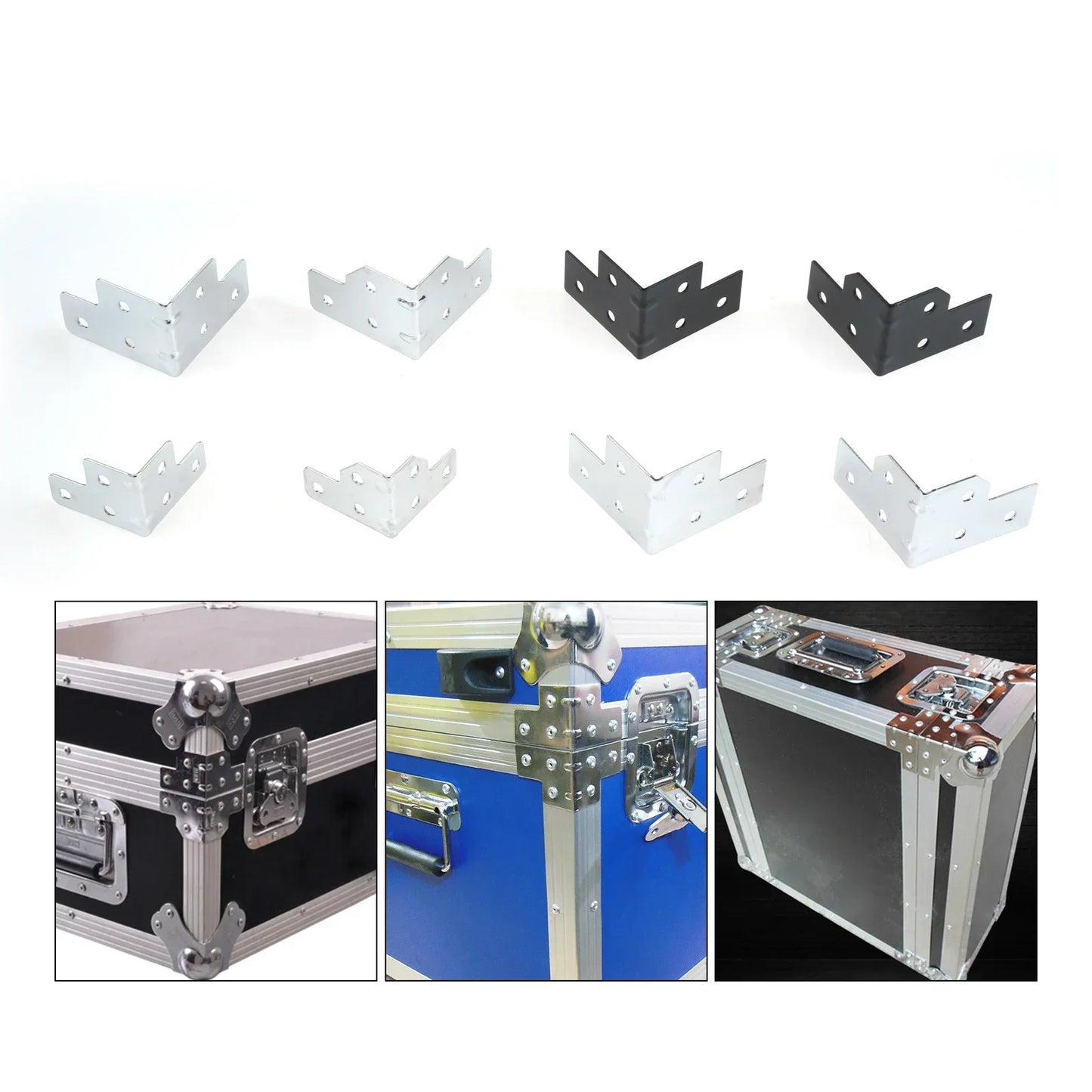 4-Pack Metal Corner Brackets for Flight Case & Wood Box Protection