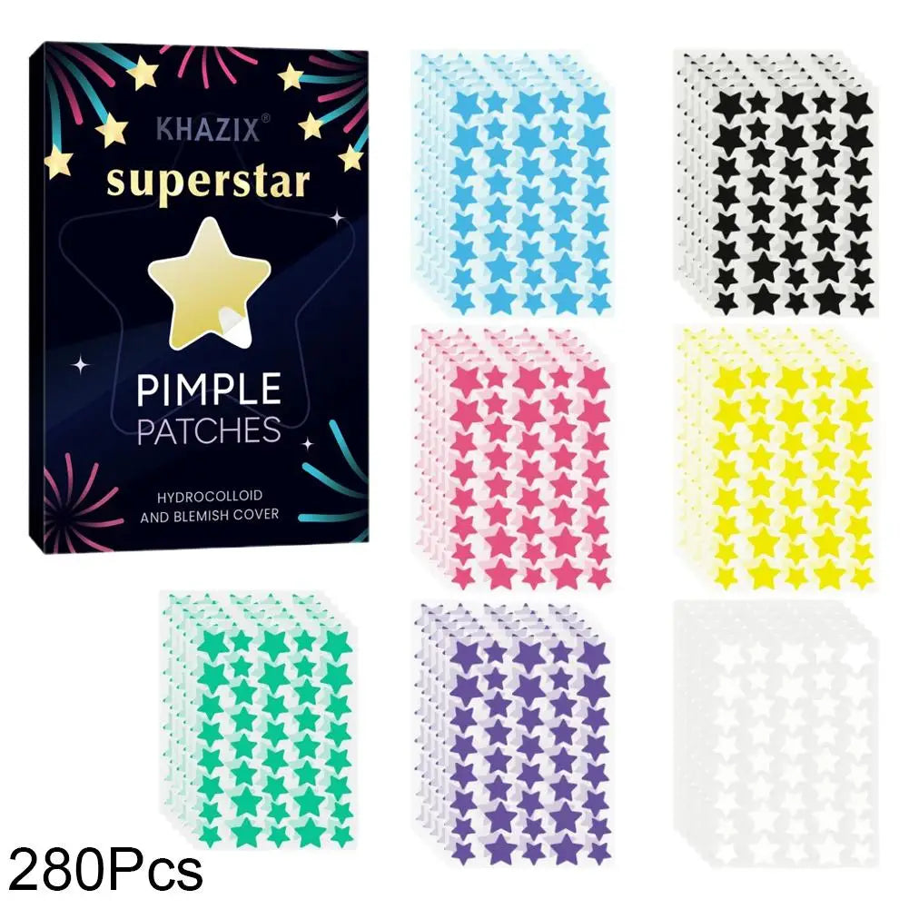 Colorful Star Pimple Patches – 240/280 Pcs Hydrocolloid Peaceful Pleasures Health and Wellness A-280pcs