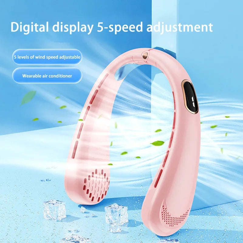 Hanging Neck Bladeless Fan 720° Multi Angle Adjustable Portable Usb Charging Fan Ice Ceramic Cooling Chip Mini Fan Peaceful Pleasures Health and Wellness