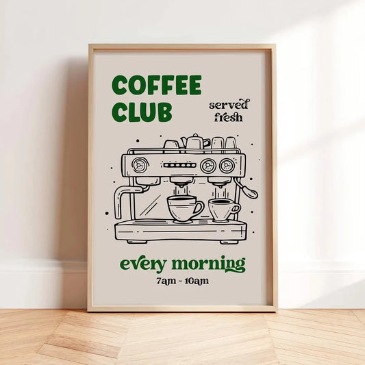 Barista Coffee Club Canvas Wall Art Print | Café Poster Canvas Wall Art Peaceful Pleasures Health and Wellness G4739 30x40cm Unframed