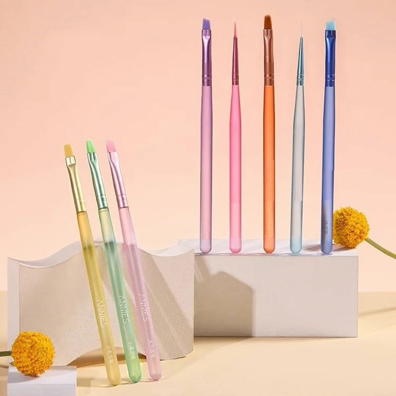 8pcs/Set Dopamine Nail Art Brush Design Tip Painting Carving Dotting Pen Flatfan Liner Acrylic Gel Uv Polish Manicure Tools Peaceful Pleasures Health and Wellness