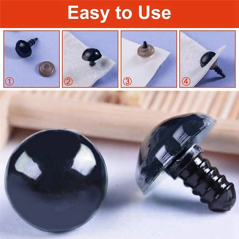 A36T-Safety Eyes With Washers, 300Pcs Small Doll Eyes Craft Toy Eyes Teddy Bear Eyes 6Mm/8Mm/9Mm/10Mm/12Mm, Black Plastic Eye Peaceful Pleasures Health and Wellness